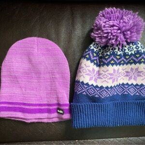 Women’s Trulift Purple & White Cozy Winter Hats Beanies Fall Warm Snow Toboggan